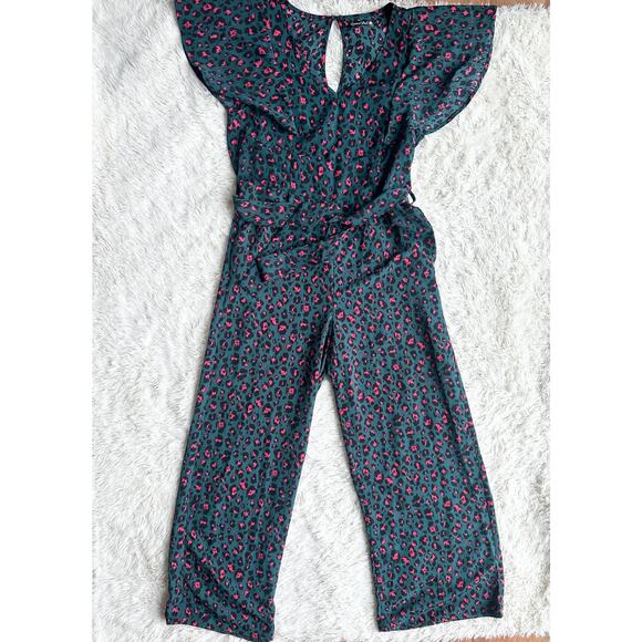 Dark Teal and Hot Pink Cheetah Print Jumpsuit size large - Picture 1 of 12